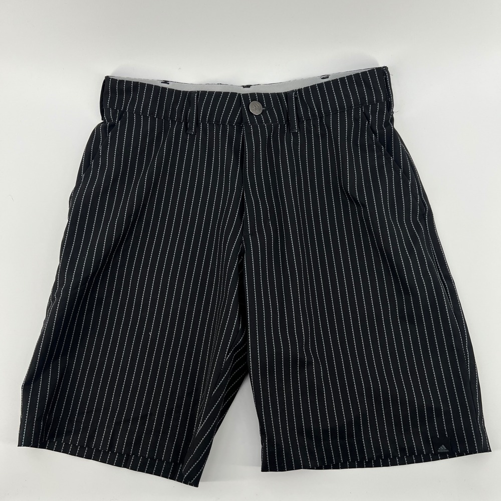 Adidas Boys Golf Shorts Black Grey Zigzag Pinstripe Performance Size Medium M
